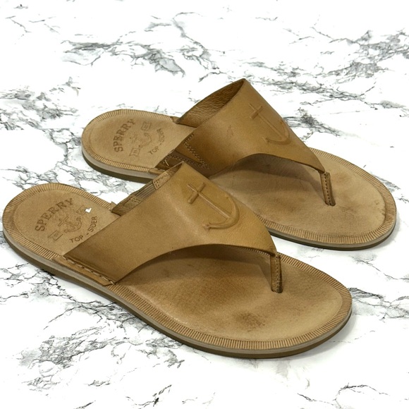 Sperry Leather Thong Sandals - Seaport in Medium Beige - Picture 3 of 8